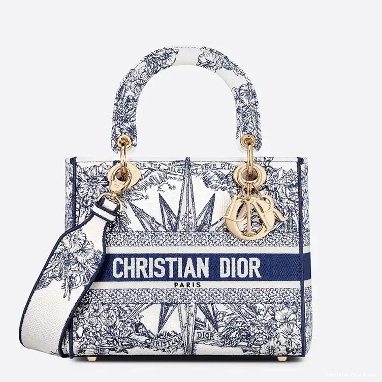 Canvas d'Infini D-lite Medium Bag Blue Motif Lady Reve 0404 Luxury